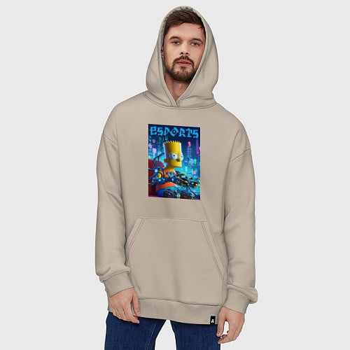Худи оверсайз Cyber Bart Simpson - esport / Миндальный – фото 4