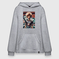 Толстовка-худи оверсайз Punks not dead - Barbie ai art, цвет: меланж