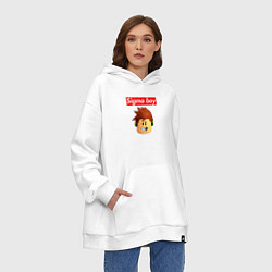 Толстовка-худи оверсайз Sigma boy roblox head - мем Роблокс Сигма бой, цвет: белый — фото 2