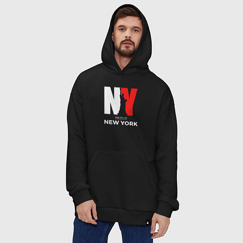 Худи оверсайз The city of New York / Черный – фото 4