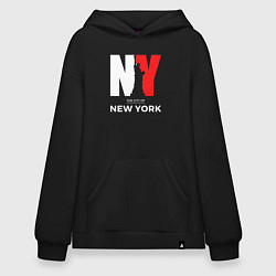 Толстовка-худи оверсайз The city of New York, цвет: черный