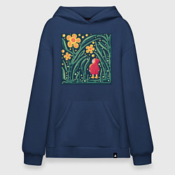 Толстовка-худи оверсайз Девочка в волшебном саду, цвет: тёмно-синий