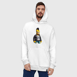 Толстовка-худи оверсайз The harsh Homer Simpson - punks not dead, цвет: белый — фото 2