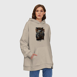 Толстовка-худи оверсайз Мотоцикл кастом, цвет: миндальный — фото 2