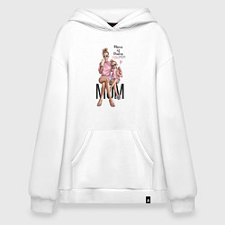 Толстовка-худи оверсайз Mama of drama, цвет: белый