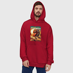 Толстовка-худи оверсайз Rolling Stones - stylization of the logo, цвет: красный — фото 2