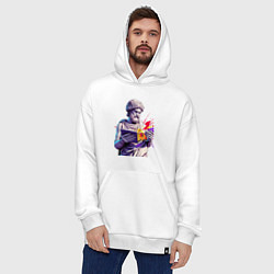Толстовка-худи оверсайз Античная статуя и граффити, цвет: белый — фото 2