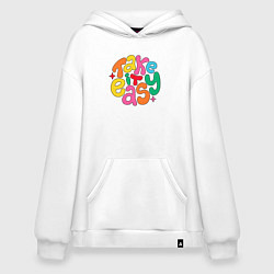 Толстовка-худи оверсайз Будь проще, цвет: белый