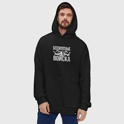Худи оверсайз Россия - беспилотные войска / Черный – фото 4