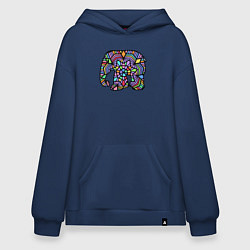 Толстовка-худи оверсайз Цветной слоник, цвет: тёмно-синий