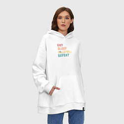 Толстовка-худи оверсайз Eat sleep volley, цвет: белый — фото 2