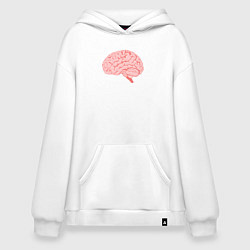 Толстовка-худи оверсайз Мозг иллюстрация, цвет: белый