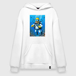 Толстовка-худи оверсайз Homer diving - ai art fantasy, цвет: белый