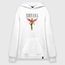 Толстовка-худи оверсайз Rock nirvana in utero, цвет: белый