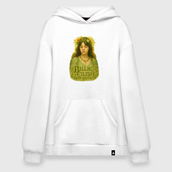 Толстовка-худи оверсайз Билли Айлиш с венком из цветов на голове, цвет: белый