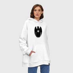 Толстовка-худи оверсайз Bones с черными крыльями, цвет: белый — фото 2