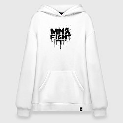 Толстовка-худи оверсайз MMA боец черной краской, цвет: белый