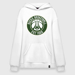 Толстовка-худи оверсайз Милуоки Бакс - команда, цвет: белый