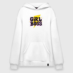 Толстовка-худи оверсайз Girl boss, цвет: белый