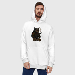 Толстовка-худи оверсайз ВМФ волк с автоматом, цвет: белый — фото 2