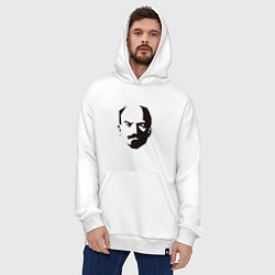 Толстовка-худи оверсайз Владимир Ленин абстрактный портрет, цвет: белый — фото 2