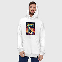 Толстовка-худи оверсайз Bender cool thrash rock guitarist - Futurama, цвет: белый — фото 2