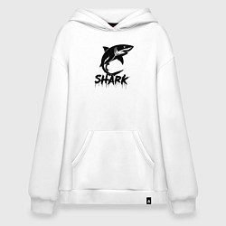 Толстовка-худи оверсайз Агрессивная акула, цвет: белый