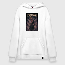 Толстовка-худи оверсайз XXXTentacion в дыму, цвет: белый
