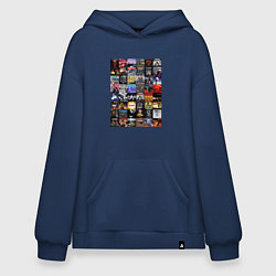 Толстовка-худи оверсайз Scorpions - обложки, цвет: тёмно-синий