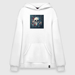Толстовка-худи оверсайз Зимний череп, цвет: белый