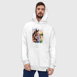 Толстовка-худи оверсайз Обними меня крепче, цвет: белый — фото 2