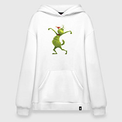 Толстовка-худи оверсайз Гринч в предвкушении нового года, цвет: белый