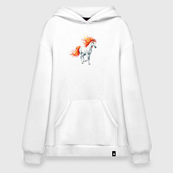 Худи оверсайз Белая лошадь с огненной гривой
