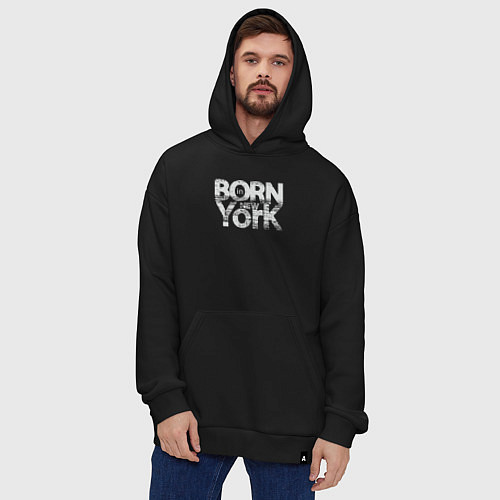 Худи оверсайз Рождён в Нью-Йорке / Черный – фото 4