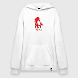 Толстовка-худи оверсайз Abstract horse, цвет: белый