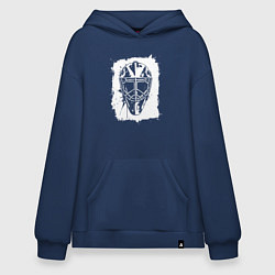 Толстовка-худи оверсайз Вратарская маска в белом квадрате, цвет: тёмно-синий