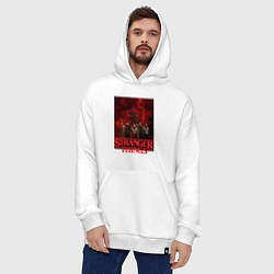 Толстовка-худи оверсайз Пятеро и демогоргон Загадочные события финал, цвет: белый — фото 2