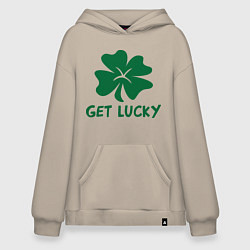 Толстовка-худи оверсайз Get lucky, цвет: миндальный