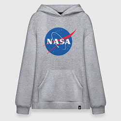 Толстовка-худи оверсайз NASA: Logo цвета меланж — фото 1