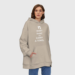 Толстовка-худи оверсайз Dont panic & Carry a Towel, цвет: миндальный — фото 2