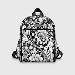 Детский рюкзак Хохлома черно-белая, цвет: 3D-принт