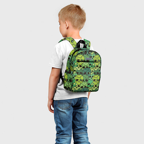 Детский рюкзак Зеленые черепа - паттерн / 3D-принт – фото 5