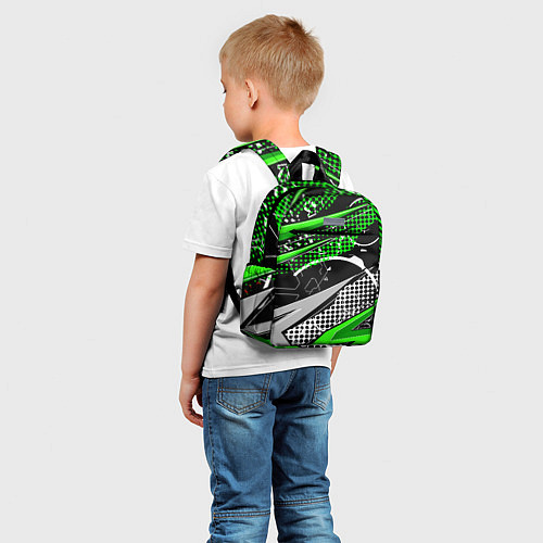 Детский рюкзак Black and green corners / 3D-принт – фото 5