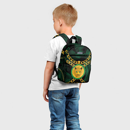 Детский рюкзак Золотой леопард и цепь / 3D-принт – фото 5