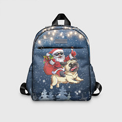 Детский рюкзак Санта едет на мопсе, цвет: 3D-принт