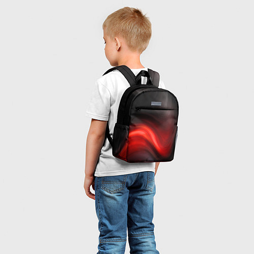 Детский рюкзак BLACK RED WAVES АБСТРАКЦИЯ / 3D-принт – фото 5