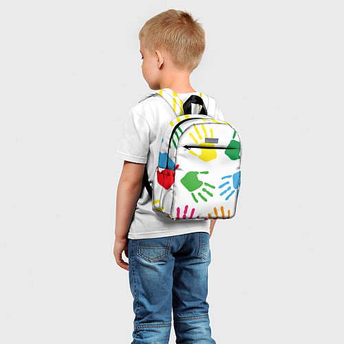 Детский рюкзак Цветные ладошки - Детский узор / 3D-принт – фото 5