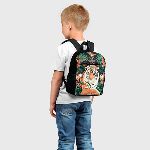 Детский рюкзак Огненный Тигр в Цветах / 3D-принт – фото 5