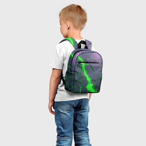 Детский рюкзак ЗЕЛЕНЫЙ РАЗЛОМ 3Д РАЗЛОМ / 3D-принт – фото 5