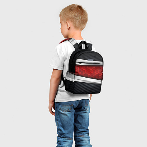 Детский рюкзак 3D Красные соты металлические / 3D-принт – фото 5
